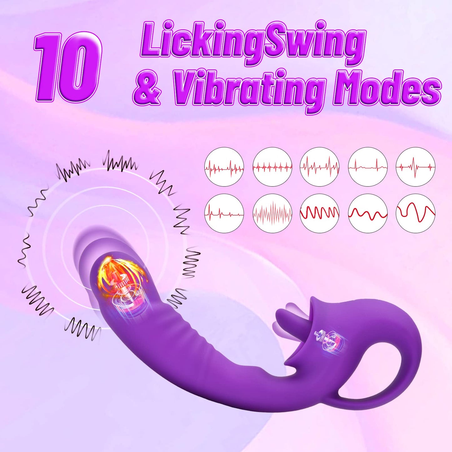 Realistic Dildo Clitoralis Stimulator for Women with 10 Licking & Vibrating Modes
