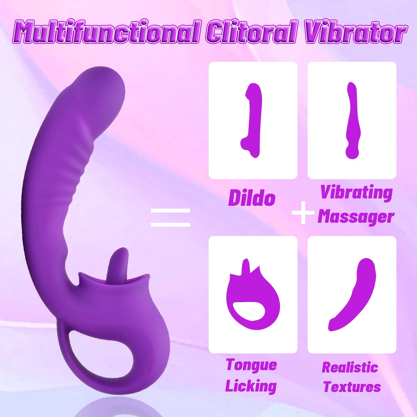 Realistic Dildo Clitoralis Stimulator for Women with 10 Licking & Vibrating Modes