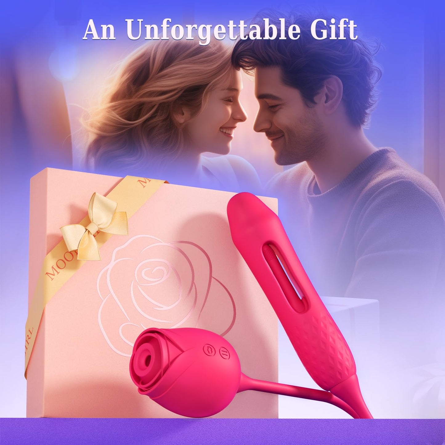 Nipple Stimulation Anal Double-Ended Rose Dildos Sex Toy with Thrusting G Spot Vibrators