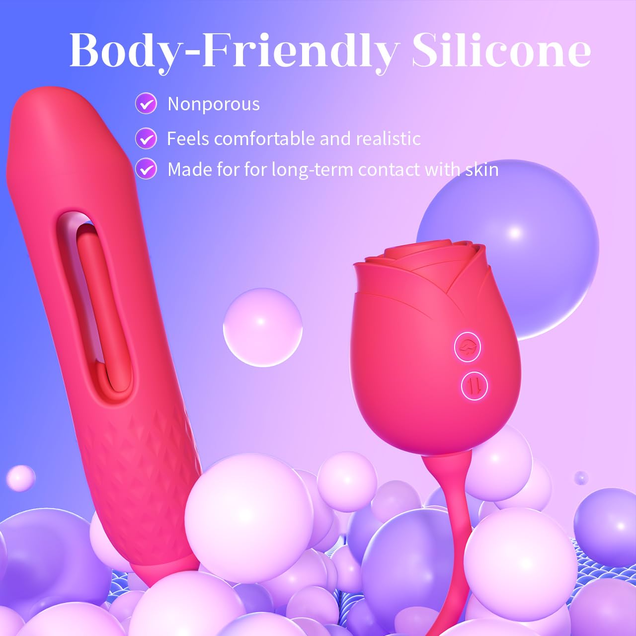 Nipple Stimulation Anal Double-Ended Rose Dildos Sex Toy with Thrusting G Spot Vibrators