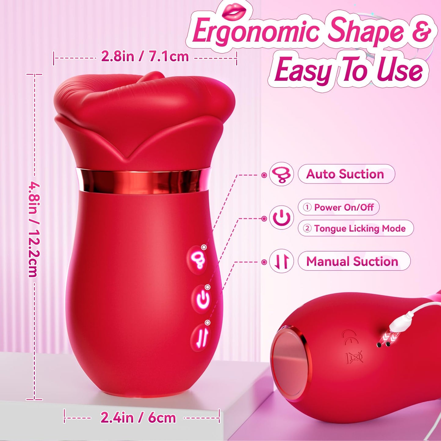 5 IN1 Mouth Sucking Vibrator Rose Sex Toy for Women Couple Adult Toys