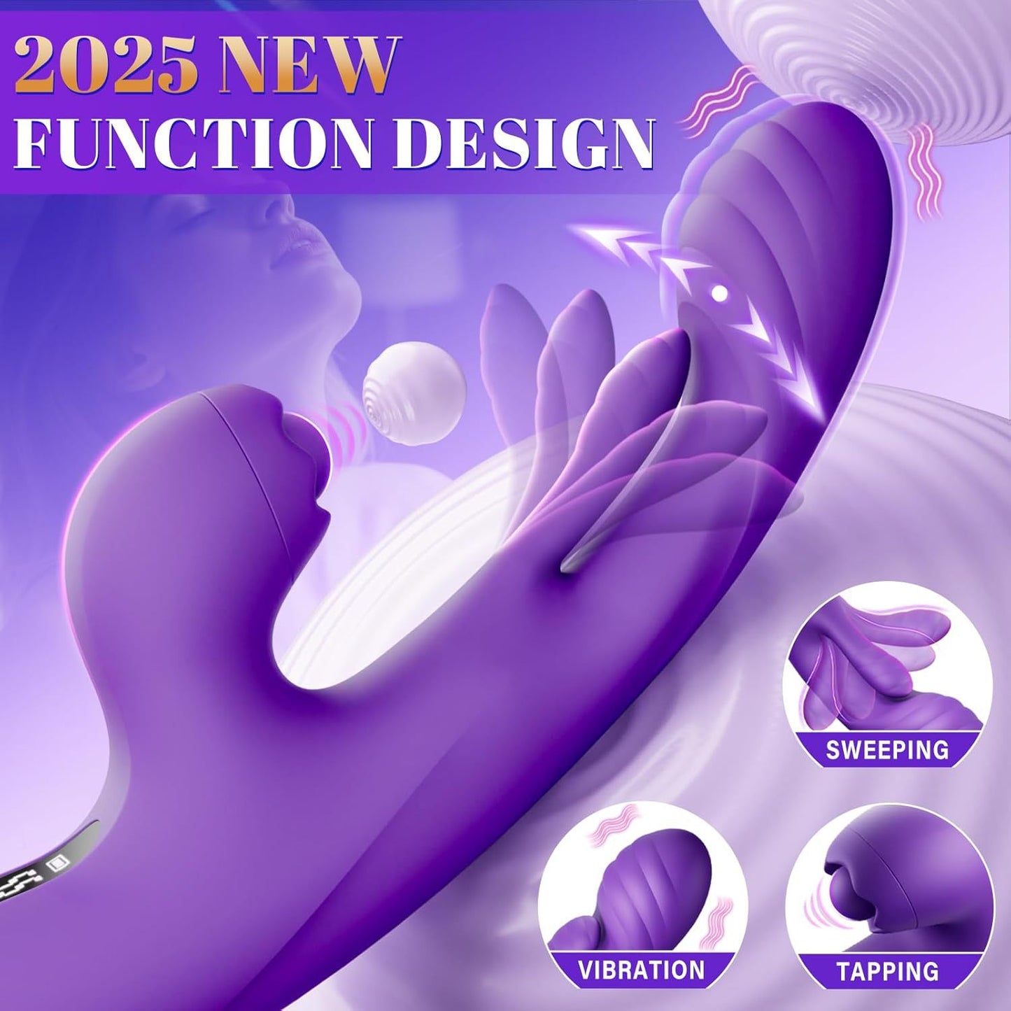 APP 3in1 G Spot Quick Orgasm Tapping Sweeping Dildo Vibrator Sex Toys for Woman Adult with 10 Vibration Anal Clitoral Stimulator