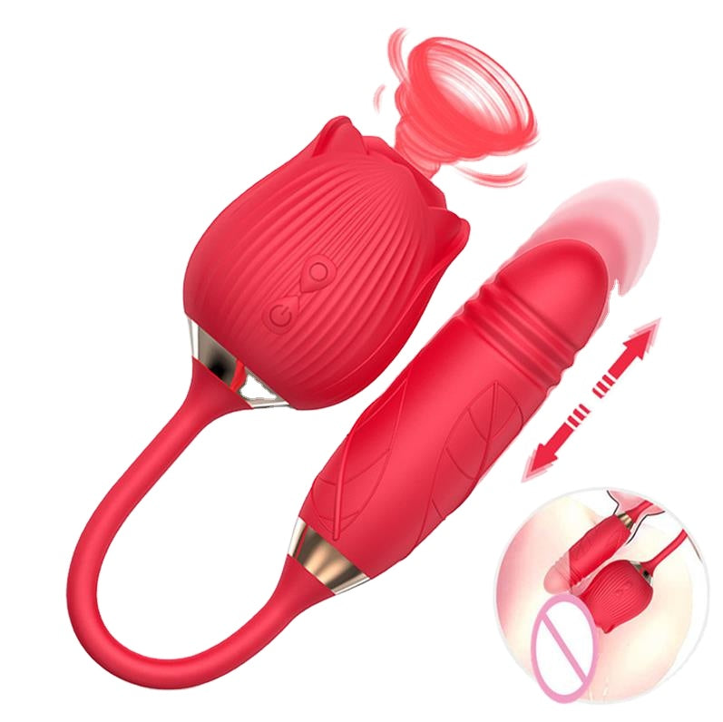 10 Speed Rose Sucking Vibrator Sex Toy Vibrators Dildos Strong Shock Thrusting Teasing Double Heads Vibrator Female Toys