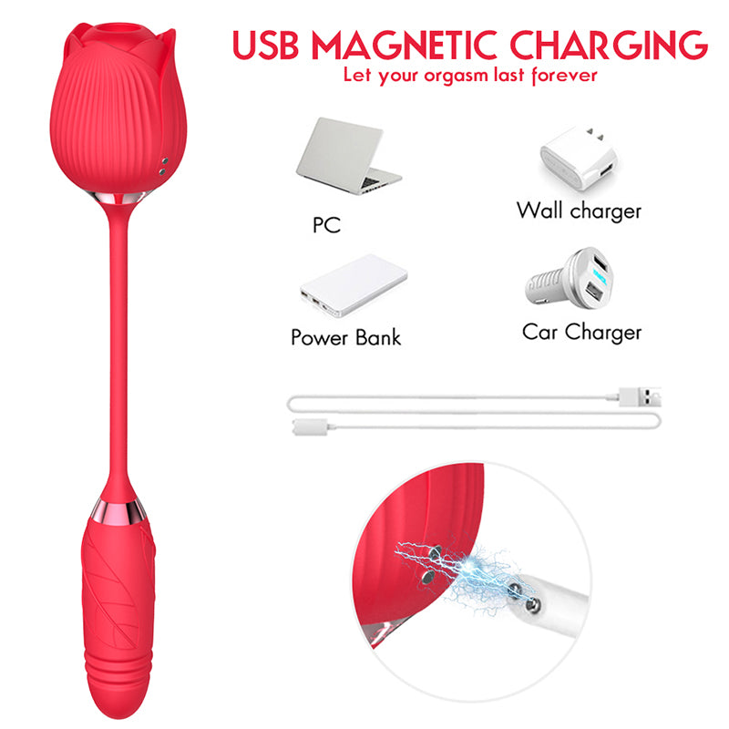 10 Speed Rose Sucking Vibrator Sex Toy Vibrators Dildos Strong Shock Thrusting Teasing Double Heads Vibrator Female Toys