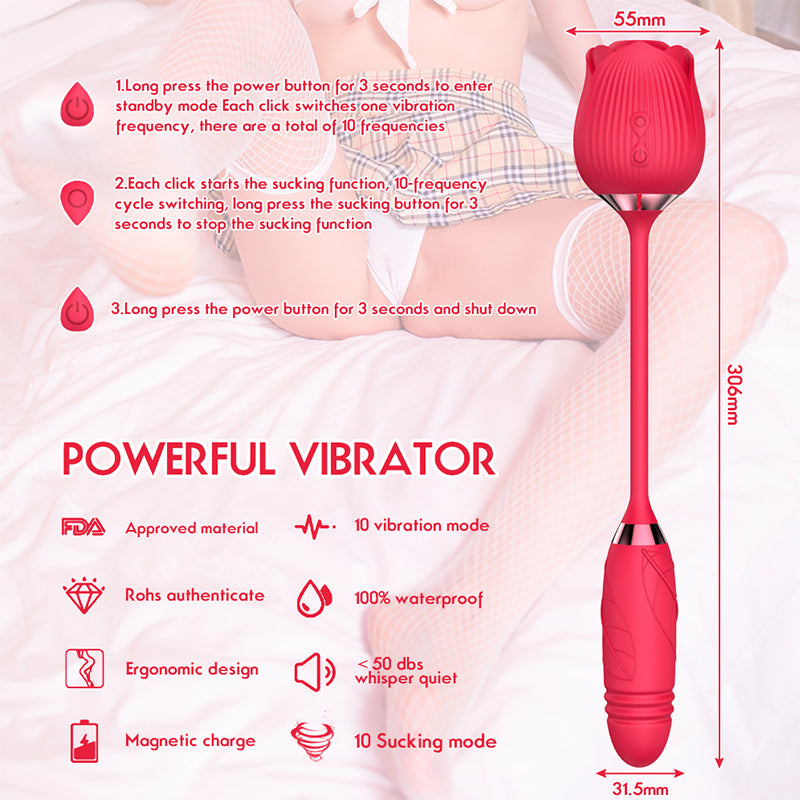 10 Speed Rose Sucking Vibrator Sex Toy Vibrators Dildos Strong Shock Thrusting Teasing Double Heads Vibrator Female Toys