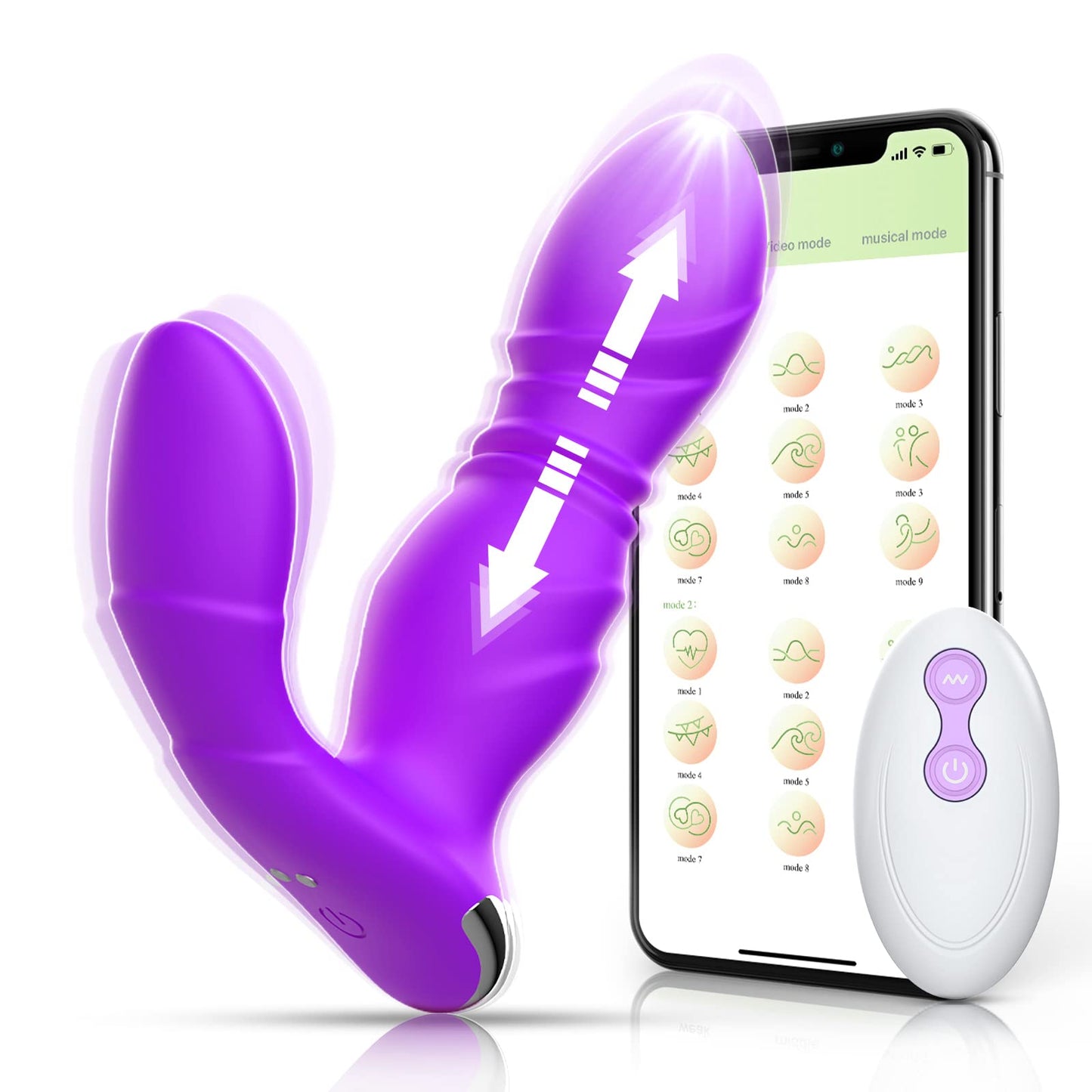 Wearable Thrusting Dildo with App&Remote Control Vibrators with 9 Powerful Double-Ended Dildos & Clitoral Vibrations