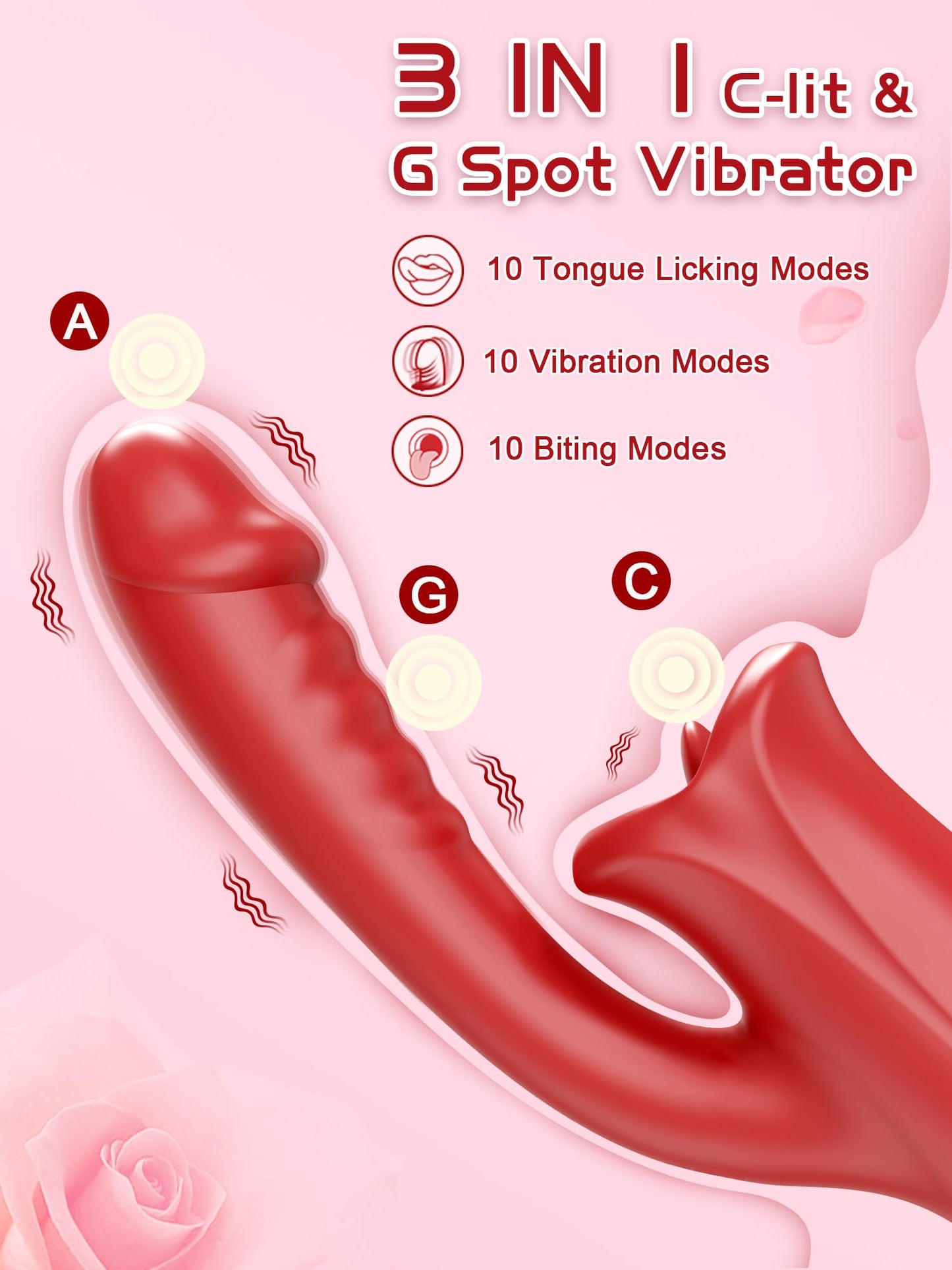 Tongue Rose Sex Toy Realistic Dildo Vibrators for Women