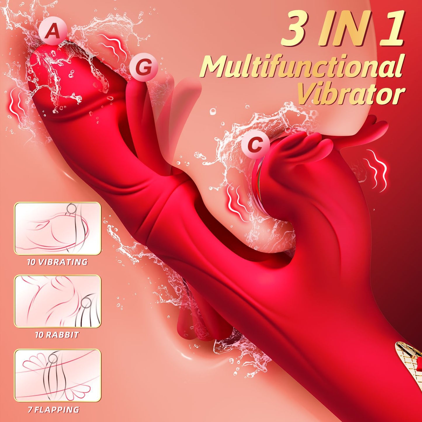 4IN1 Female Sex Toys G Spot Vibrator with 10 Vibrating 10 Tapping & 7 Flapping