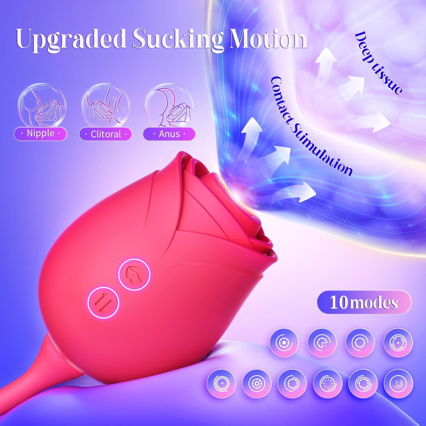 Nipple Stimulation Anal Double-Ended Rose Dildos Sex Toy with Thrusting G Spot Vibrators