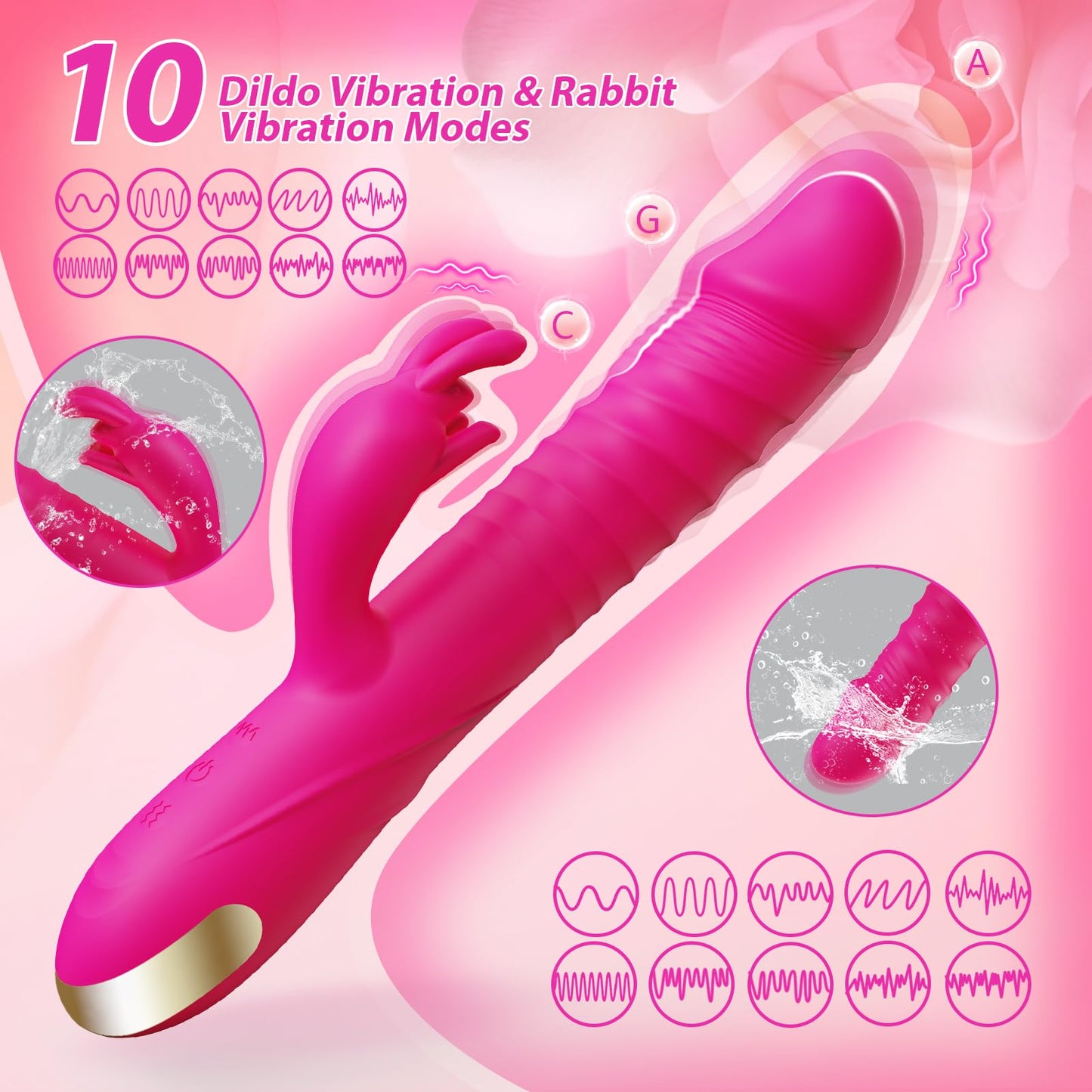 Thrusting Dildo Vibrator Silicone Clitoral Stimulator Adult Toys for Women