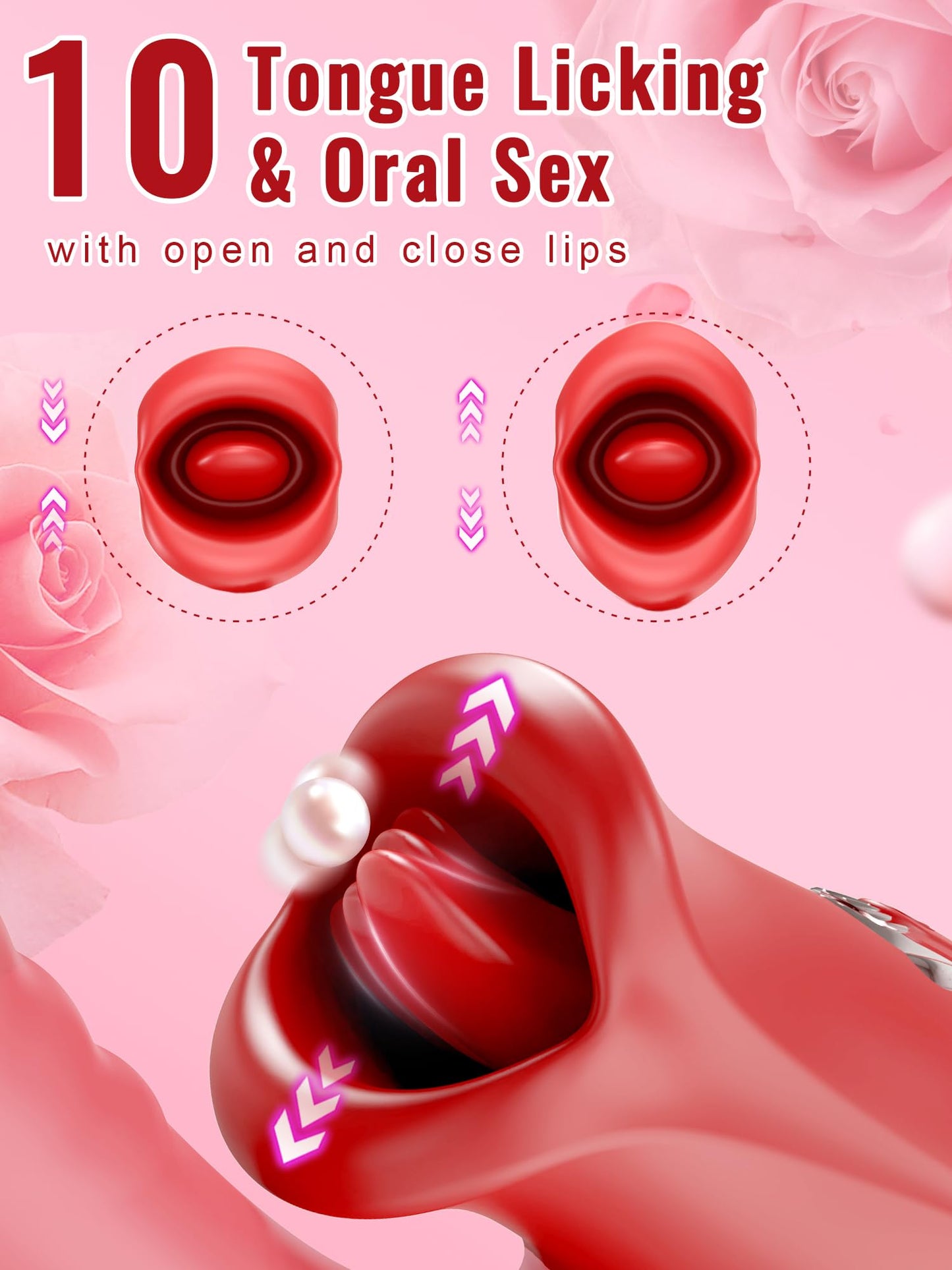 Tongue Rose Sex Toy Realistic Dildo Vibrators for Women