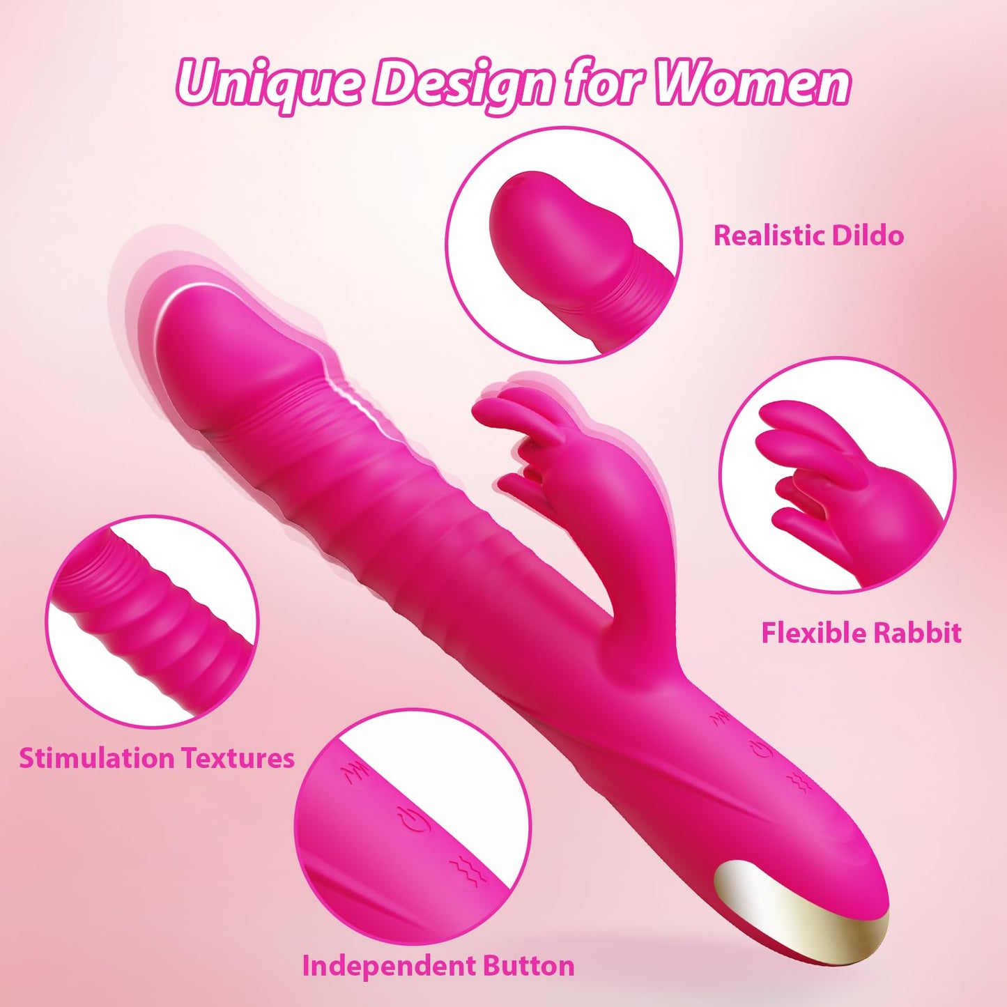 Thrusting Dildo Vibrator Silicone Clitoral Stimulator Adult Toys for Women
