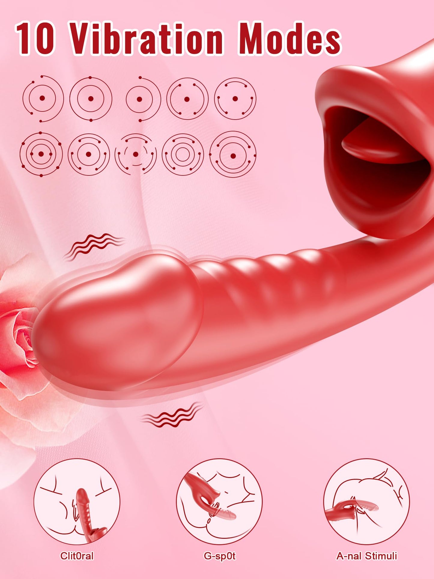 Tongue Rose Sex Toy Realistic Dildo Vibrators for Women