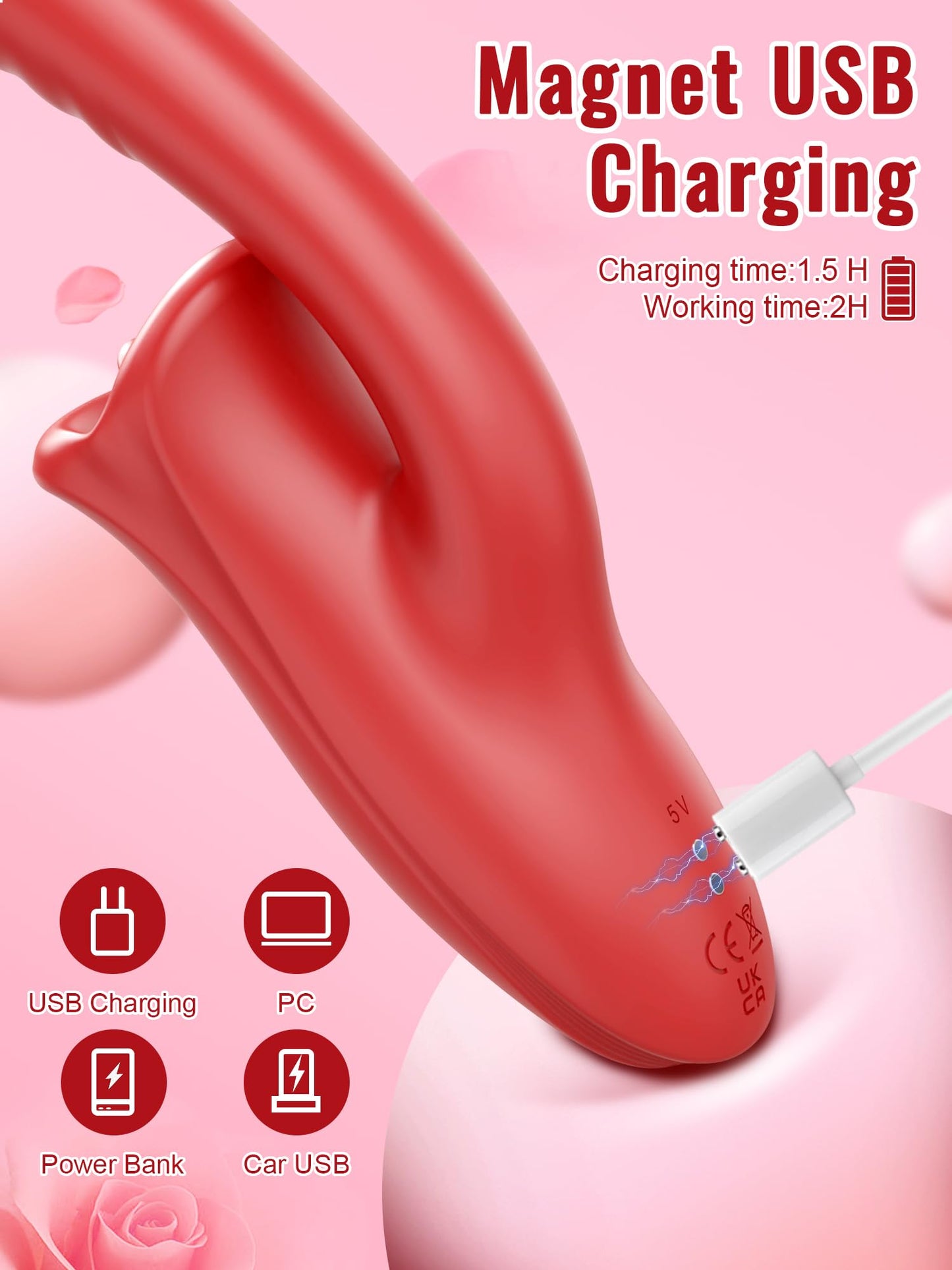 Tongue Rose Sex Toy Realistic Dildo Vibrators for Women