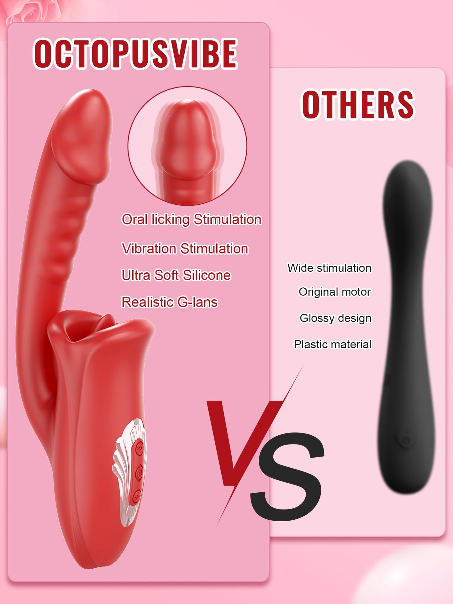 Tongue Rose Sex Toy Realistic Dildo Vibrators for Women