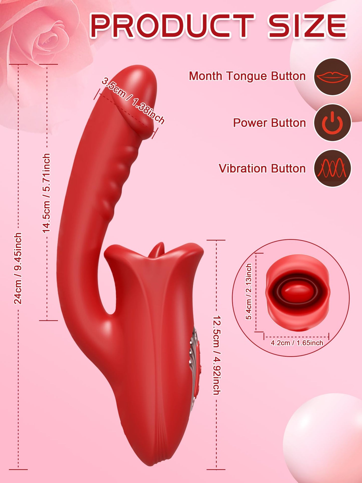 Tongue Rose Sex Toy Realistic Dildo Vibrators for Women