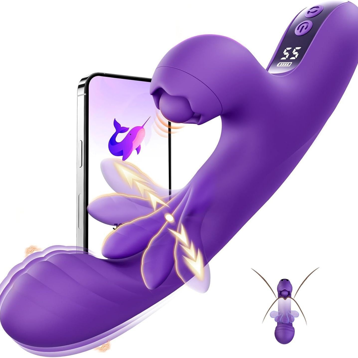 APP 3in1 G Spot Quick Orgasm Tapping Sweeping Dildo Vibrator Sex Toys for Woman Adult with 10 Vibration Anal Clitoral Stimulator