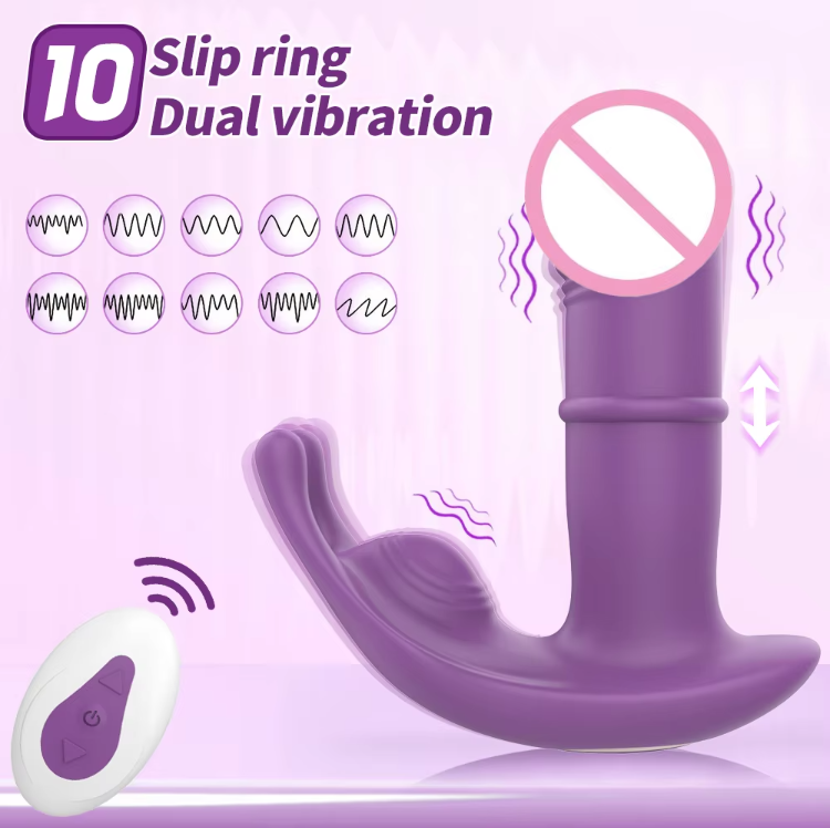3in1 Remote Sliding Ring USB Rechargeable Wearable Panties G-Spot Sex Toys for Women Vibrator 10 Modes Anal Plug Clitoral Stimulator