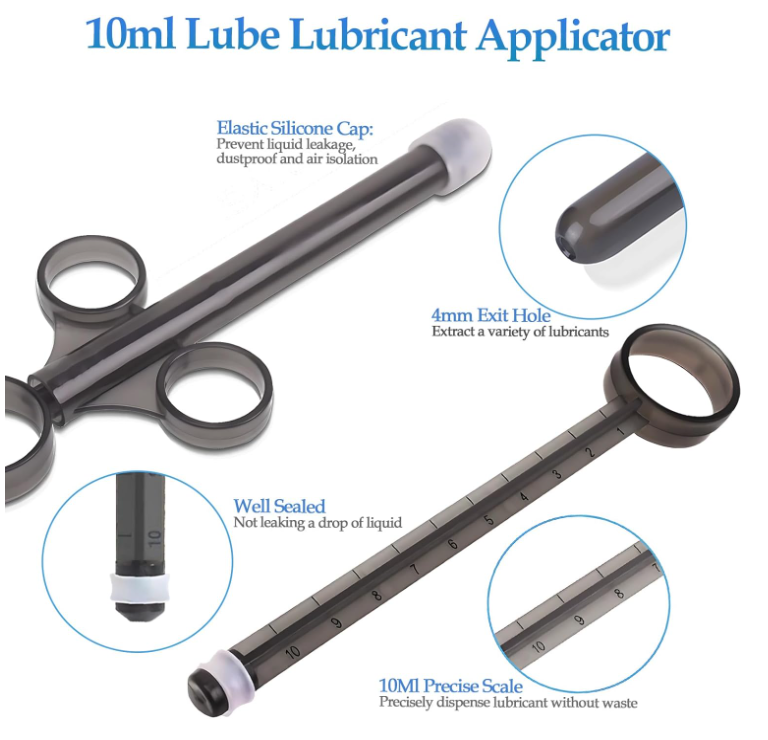 MELO VAGINAL SYRINGES Lube Applicator Injectors with 10ml Precise Scales 6.5” Long, Anal Shooter with Air-Proof Silicone Cap Lubricant Applicator for Men Women & Couples