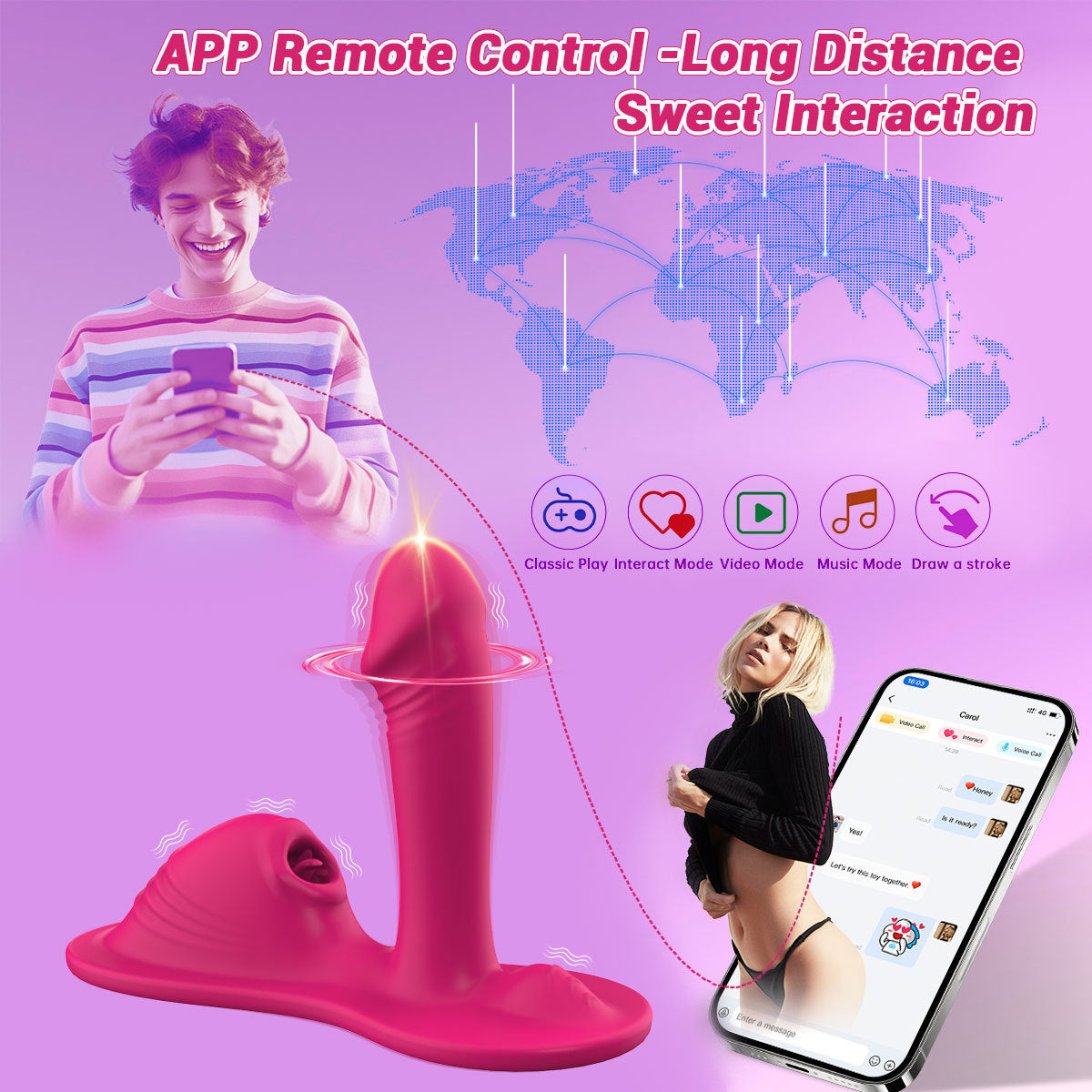 APP G Spot Female Ride-on Dildo Vibrator Sex Toys for Women Sex Toys with 10 Vibration Licking Silicone Clitoral Vibrators Anal Plug Adult
