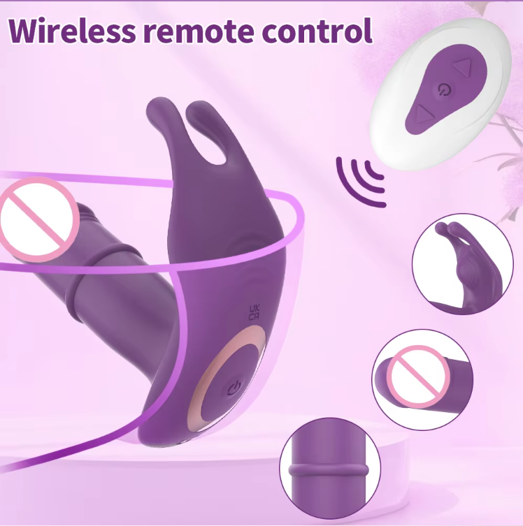 3in1 Remote Sliding Ring USB Rechargeable Wearable Panties G-Spot Sex Toys for Women Vibrator 10 Modes Anal Plug Clitoral Stimulator