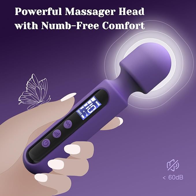 MELO VIBROMASSAGE DEVICES Wand Vibrator Kits Couple Adult Sex Toys with 3 Attachments for Clit G Spot Glans Clitoral Vibrating Dildo with LCD Display
