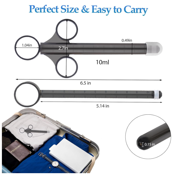 MELO VAGINAL SYRINGES Lube Applicator Injectors with 10ml Precise Scales 6.5” Long, Anal Shooter with Air-Proof Silicone Cap Lubricant Applicator for Men Women & Couples