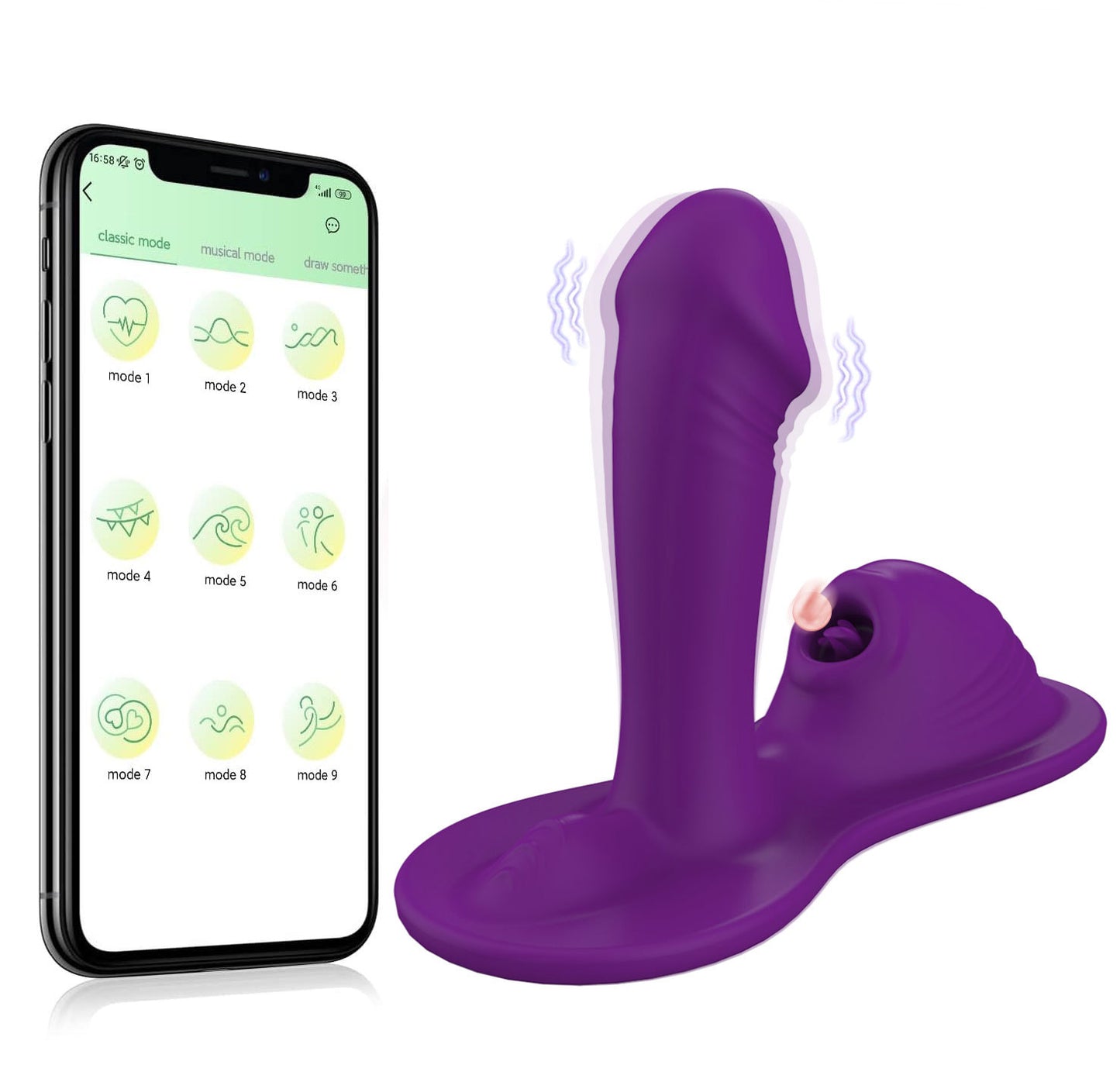 APP G Spot Female Ride-on Dildo Vibrator Sex Toys for Women Sex Toys with 10 Vibration Licking Silicone Clitoral Vibrators Anal Plug Adult