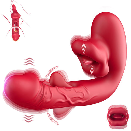 Adult Female Sex Toy with 10 Flapping & Vibrating & Licking Biting Modes Tongue Clitoral Stimulator for Women