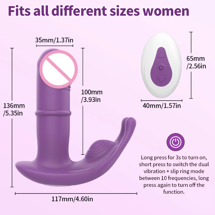 3in1 Remote Sliding Ring USB Rechargeable Wearable Panties G-Spot Sex Toys for Women Vibrator 10 Modes Anal Plug Clitoral Stimulator
