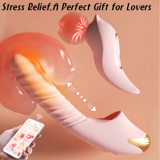 6in1 G-spot & Clitoral Suction Stimulator with APP Heating Thrusting Clit Nipple Anal Stimulator Adult Sex Toys for Woman