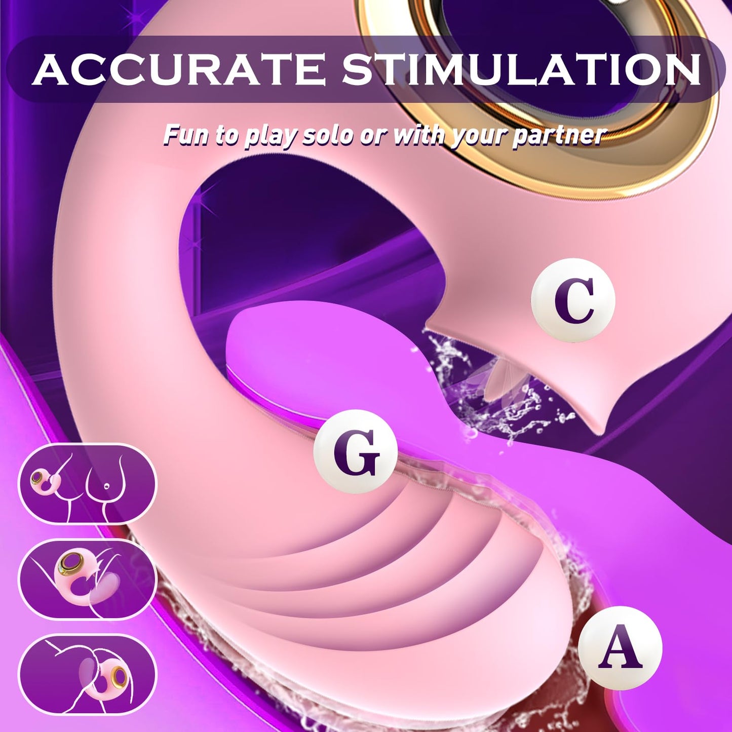 G Spot Vibrator for Double Stimulation with 12 Vibrating & Tongue Licking Modes