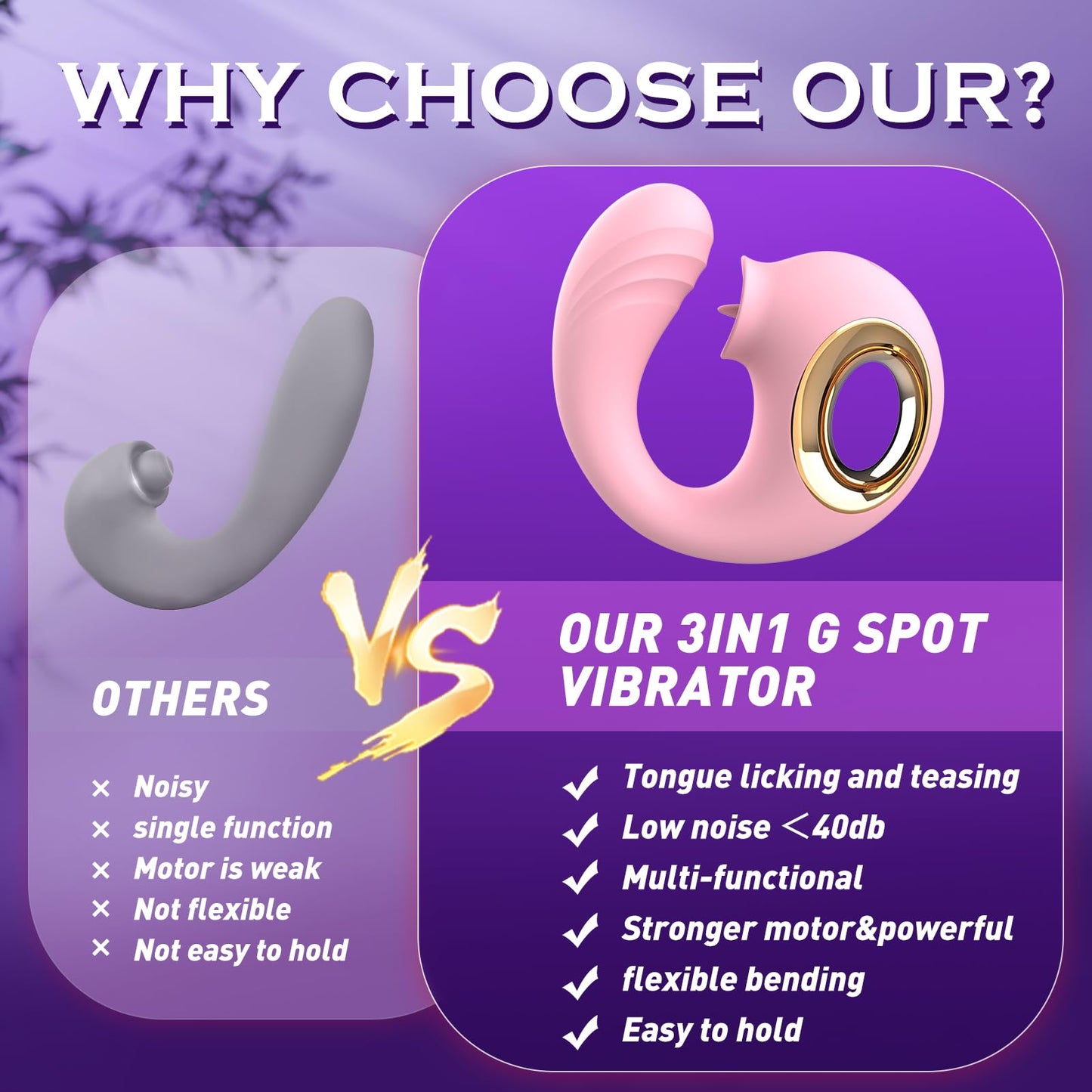 G Spot Vibrator for Double Stimulation with 12 Vibrating & Tongue Licking Modes