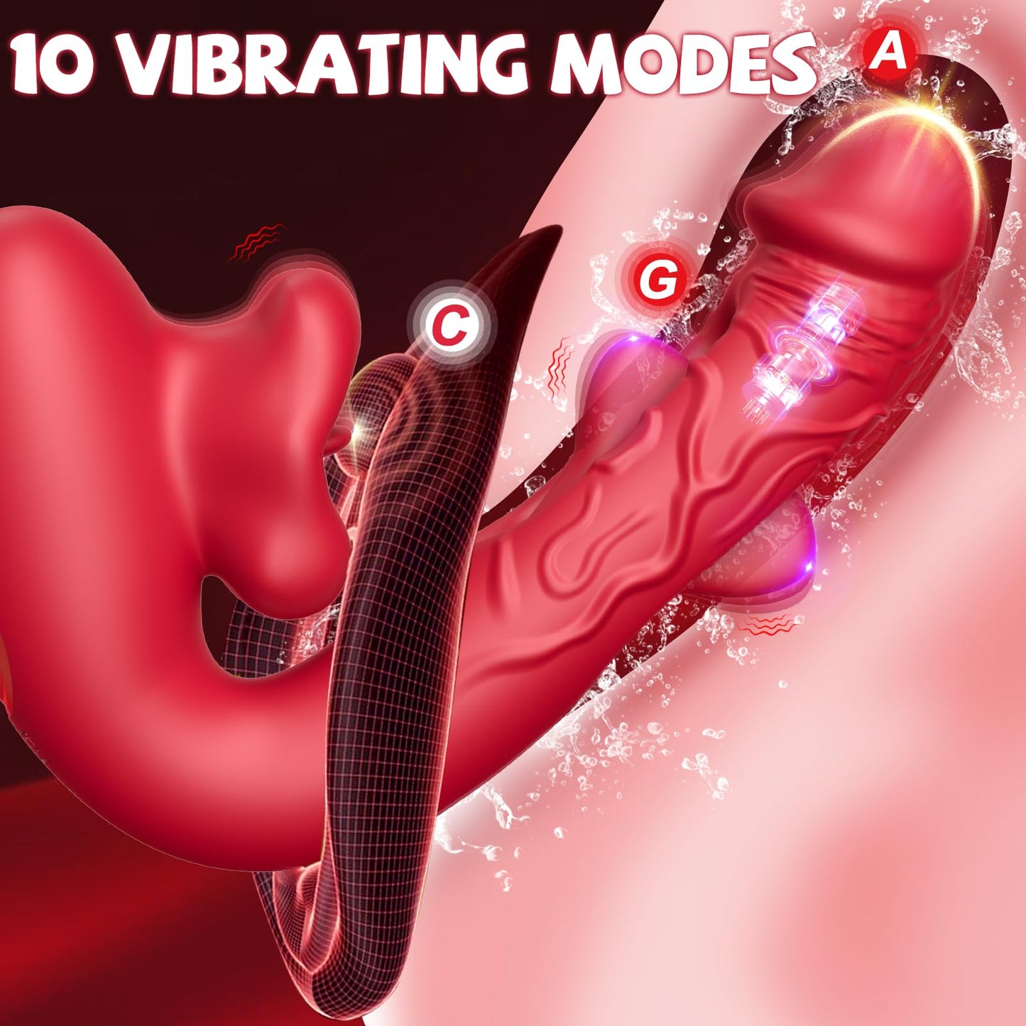 Adult Female Sex Toy with 10 Flapping & Vibrating & Licking Biting Modes Tongue Clitoral Stimulator for Women