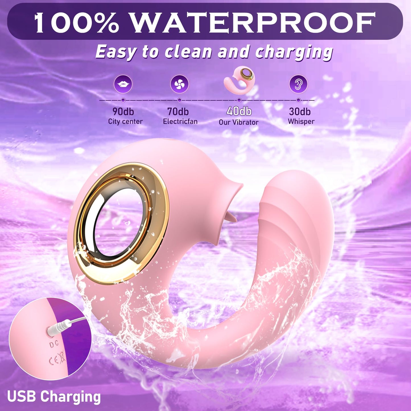 G Spot Vibrator for Double Stimulation with 12 Vibrating & Tongue Licking Modes