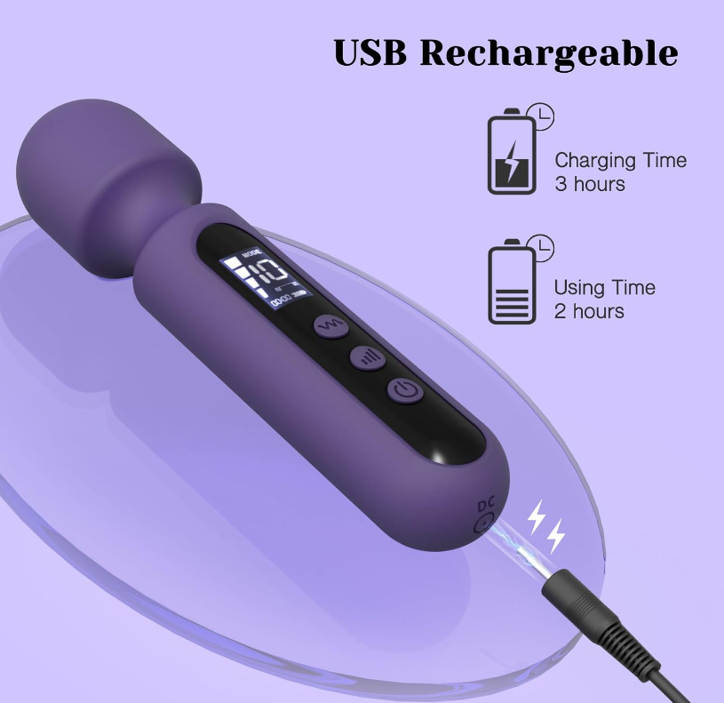 MELO VIBROMASSAGE DEVICES Wand Vibrator Kits Couple Adult Sex Toys with 3 Attachments for Clit G Spot Glans Clitoral Vibrating Dildo with LCD Display