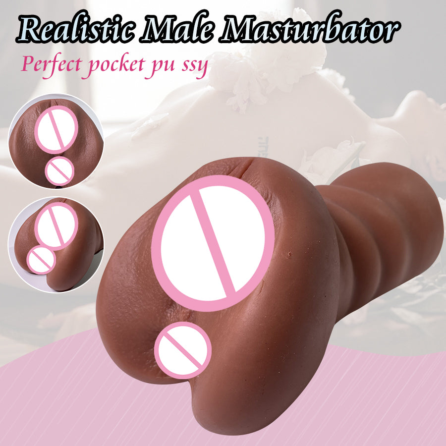 2 in 1 Male Masturbator Pocket Pussy with Realistic Textured Vagina and Tight Anus Stroker Anal Play Pleasure Sex Toys for Men