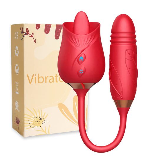 Oral Tongue Licking Nipple Vibrating Rose Thrusting G-Spot Vaginal Vibrator Dildo Female Masturbation Sex Toys for Women
