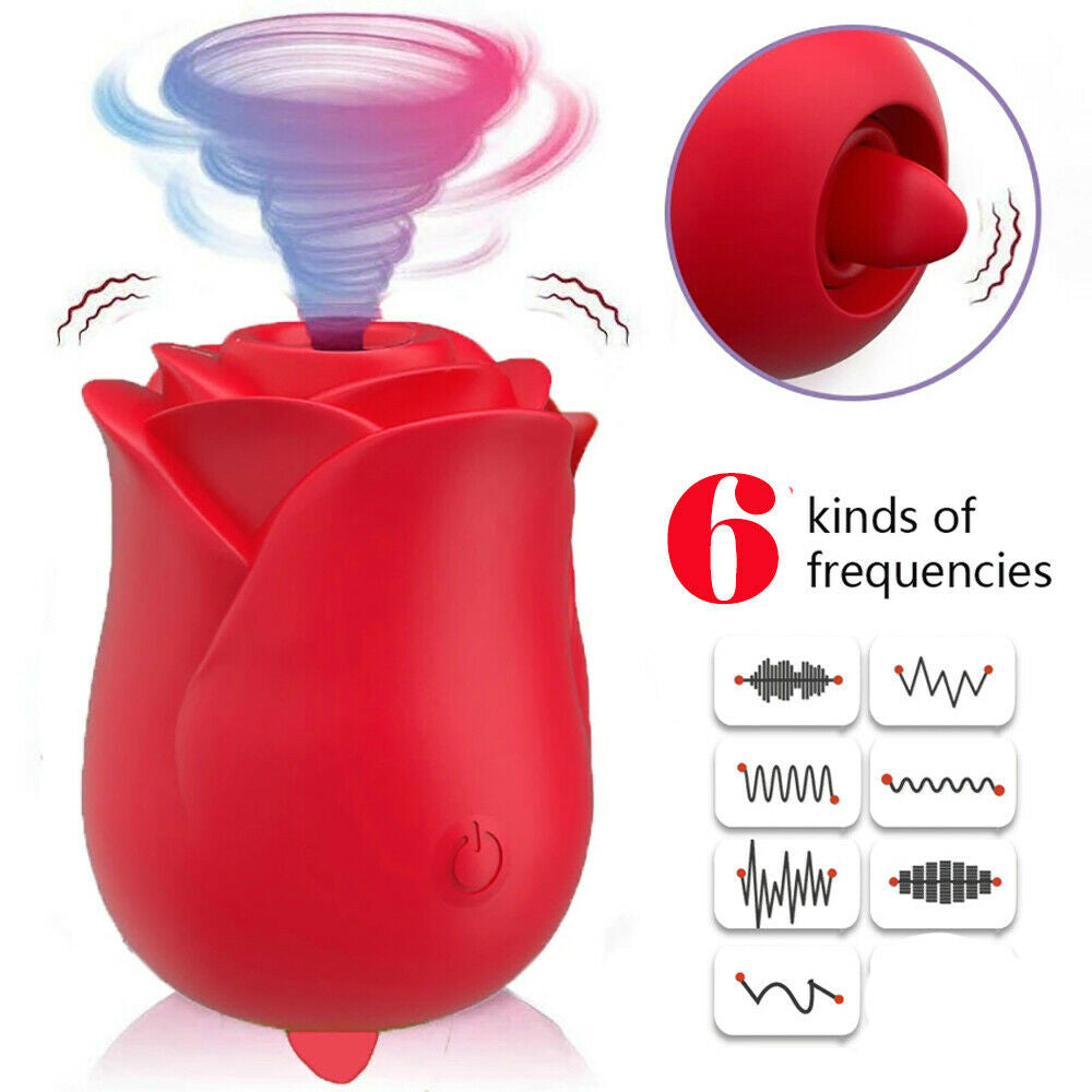 Rose Tongue Lick Vibrating Sucker Vibrator Rose Sex Toys for Women Nipple Sucker Oral Licking Clitoris Stimulation Sexual