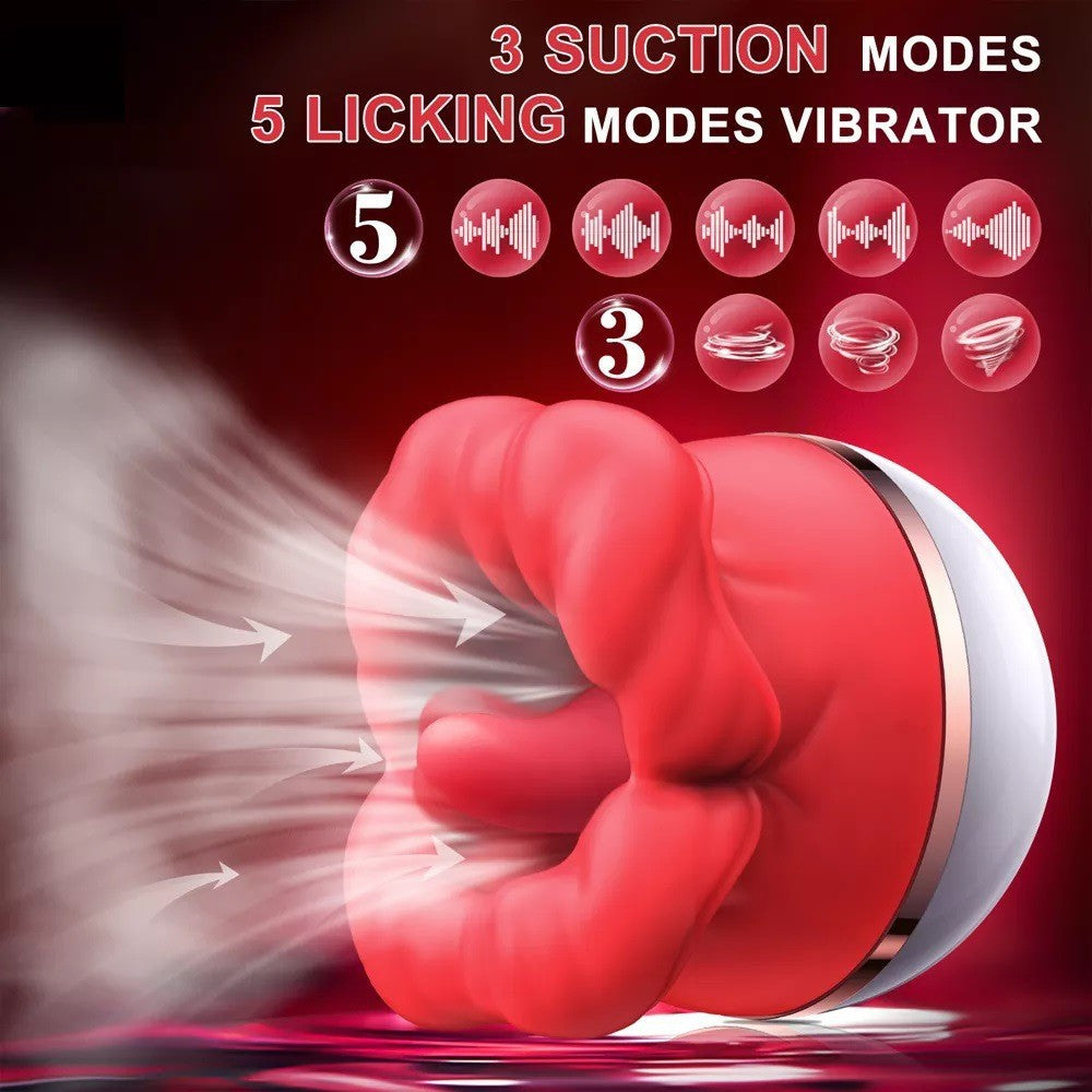 Female Sex Toy Realistic Big Mouth and Soft Tongue Flapping Licking Sucking Function Clitoral Stimulator Vibrator for Women