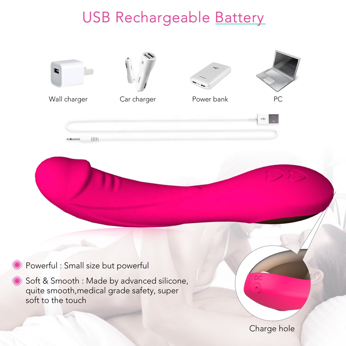 USB Recharge 12 Speed Massage Vibrator Dildo for Female Women Sex Toys