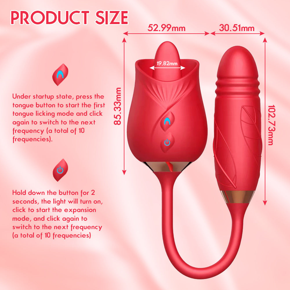Oral Tongue Licking Nipple Vibrating Rose Thrusting G-Spot Vaginal Vibrator Dildo Female Masturbation Sex Toys for Women