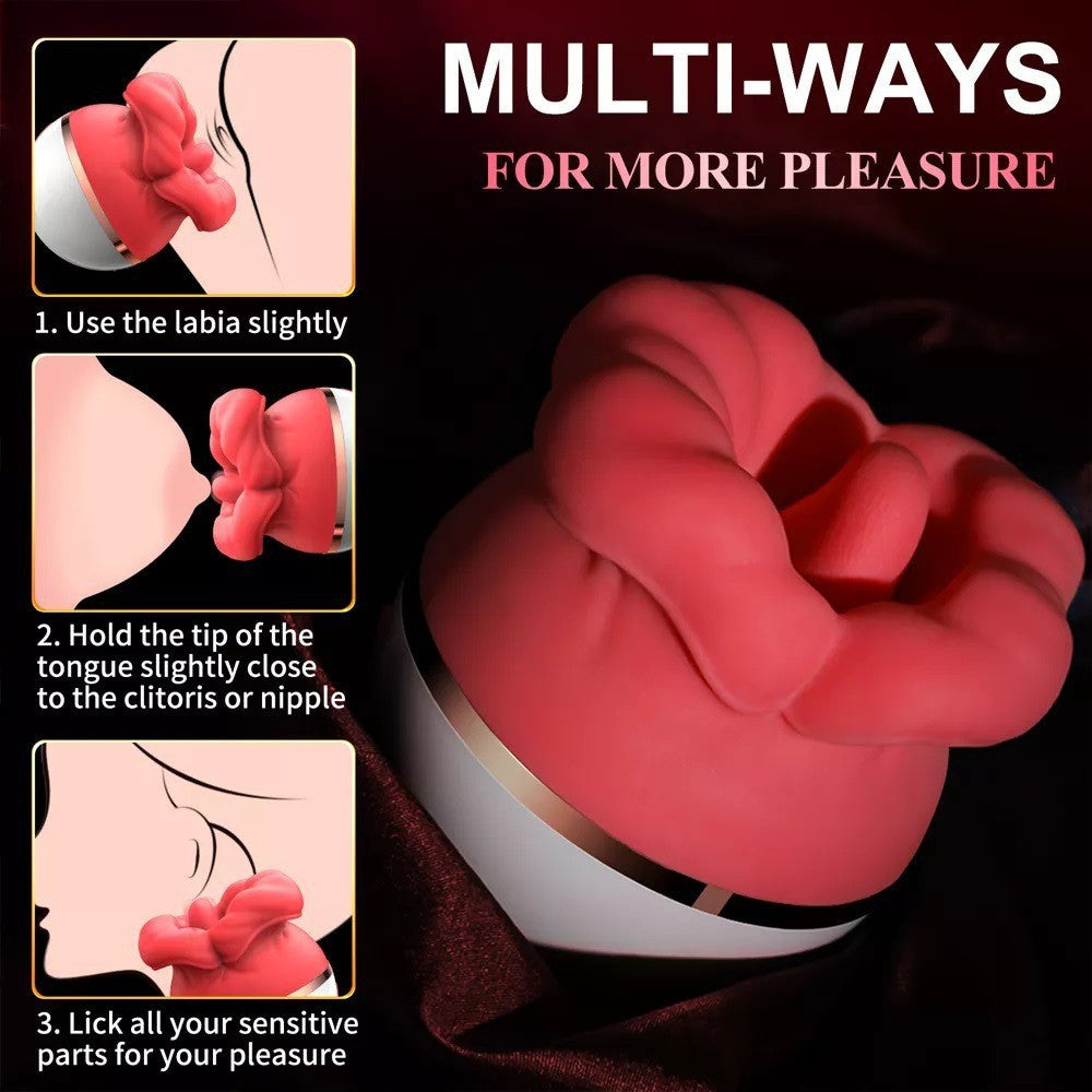 Female Sex Toy Realistic Big Mouth and Soft Tongue Flapping Licking Sucking Function Clitoral Stimulator Vibrator for Women
