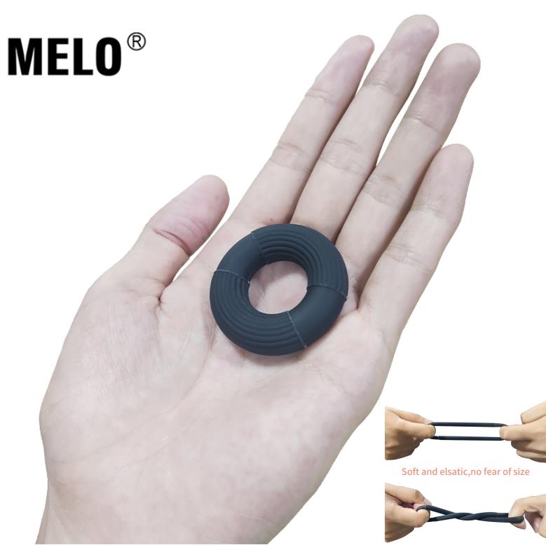 MELO Silicone Cock Rings Delay Ejaculation Extender Flexible Glue Elastic Penis Ring PESSARIES for Man Sex Toys for Men Male